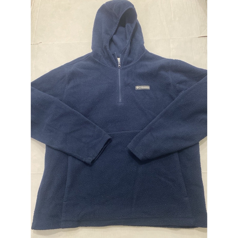 Columbia Quarter Zip Fleece Hoodie Pullover Sweatshirt. Men's Large.